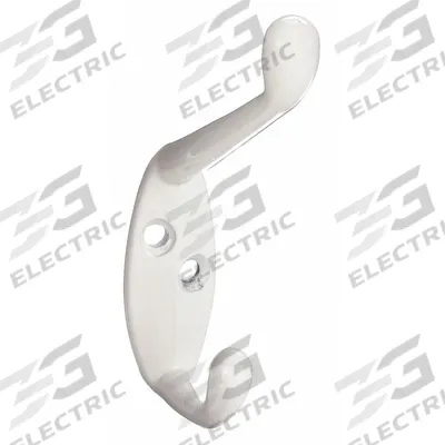APPROVED VENDOR Coat Hook: Screw, 35 lb Wt Capacity, 2 Points per Hook, White, 2 in Projection - Mounted Coat & Garment Hooks