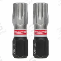 MILWAUKEE Insert Bit: Insert Bit, T40 Bit Size, Imperial, Torx® Head, T40 Bit Industry Size, Std (MPN 48-32-4733). Key specifications — attr1119738: Hex; attr1119735: Imperial; attr1119740: Standard; attr1119734: S2 Steel; attr1119737: Insert Bit; attr1119741: MILWAUKEE.