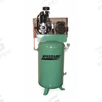 SPEEDAIRE Electric Air Compressor: 5 hp, 2 Stage, Vertical, 80 gal, 17.3 cfm, 175 psi, 208V AC (MPN 4XA63). Key specifications — attr48430: SPEEDAIRE; attr48445: 60 Hz; attr48448: Initial Fill of Compressor Oil; attr48450: 208V AC; attr48474: Single; attr48487: Vertical.