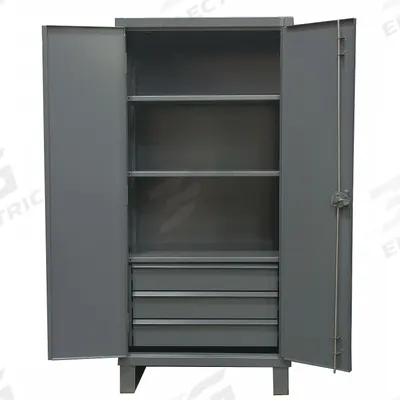 DURHAM MFG Storage Cabinet: 36 in x 24 in x 78 in, Swing Handle & Padlock Hasp - Industrial Shelf Cabinets with Drawers