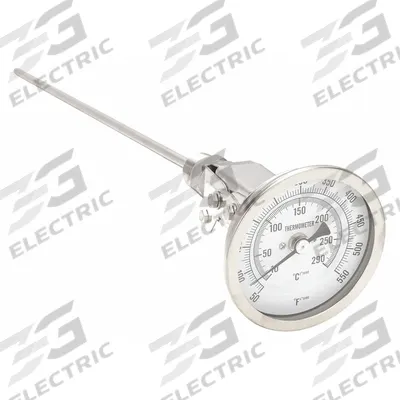 APPROVED VENDOR Dial Thermometer: 50°F to 550°F /10°C to 290°C, 12 in Stem Lg - Adjustable-Angle Thread-Mount Dial Thermometers