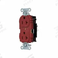 HUBBELL Receptacle: Duplex, 5-20, Red, 125V AC, 20 A, 2 Pole / 3 Wire (MPN 5352STR)