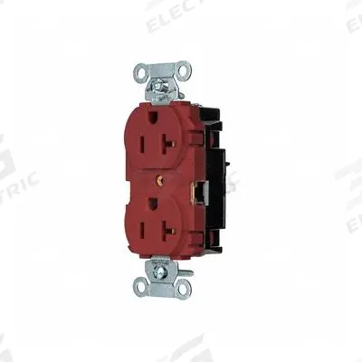 HUBBELL Receptacle: Duplex, 5-20, Red, 125V AC, 20 A, 2 Pole / 3 Wire (MPN 5352STR) - General Purpose Receptacles