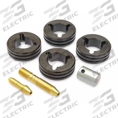 MILLER ELECTRIC Drive Roll Kit: 4-Roll, 1/16 in, V-Knurl - 4-Roll Kits with Inlet, Intermediate & Antiwear Guides for Miller