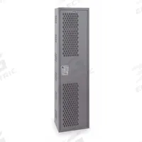 HALLOWELL Wardrobe Locker: 12 in x 18 in x 72 in, Ventilated, 1 Tiers, 1 Units Wide, Padlock Hasp (MPN HWBA282-1HG). Key specifications — Brand: HALLOWELL; Locker Color: Gray; Door Type: Ventilated; Locker Material: Steel; Assembled: Assembled; Number Plate Included: Yes.