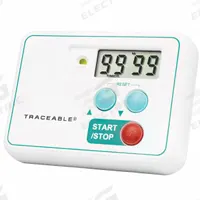 TRACEABLE Visual Alarm Timer: 3/4 in x 2 1/4 in x 3 in, 3/4 in Overall Dp, 2 1/4 in Overall Ht (MPN 9441101). Key specifications — Clock Function Included: Yes; Count Direction: Count Up; Features: Automatic Memory Resets the Display to the Last Programmed Time for Repetitive Tests; Digital Display Screen Type: LCD; Alarm Type: Visual; Brand: TRACEABLE; Maximum Time Setting: 99 minutes.