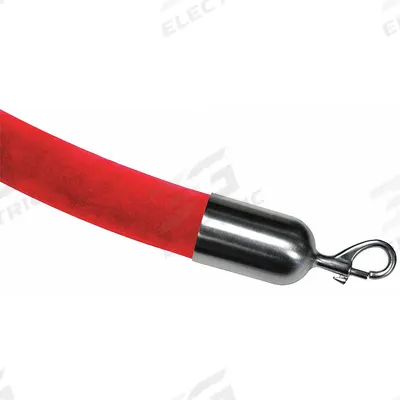 LAWRENCE METAL Barrier Rope: Red, 3 ft Overall Lg, Velour - Barrier Ropes