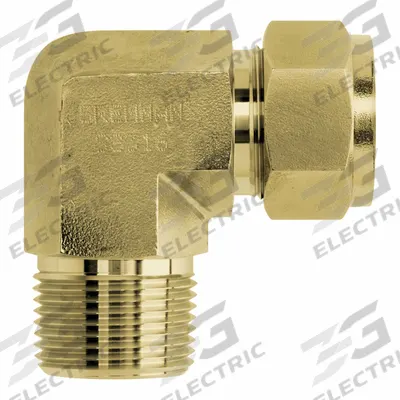 BRENNAN INDUSTRIES Compression Fitting Elbow: 3/8 in OD x 1/2 in Pipe Size, Tube x MNPT - Clean & Bagged Double-Ferrule Brass Compression Fittings