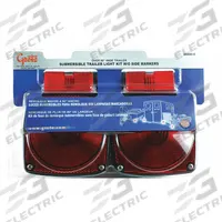 GROTE Trailer Lighting Kit: Incandescent, Trailer Light, Red, Square, 4 1/2 in Overall Ht, Bracket (MPN 65440-5). Key specifications — Standards: FMVSS 108; Electrical Connection: Blunt Cut Wires; Brand: GROTE; Installation Type: Removable; Lens Color: Red; Mount Type: Bracket; Lighting Technology: Incandescent; Hardware Included: Harness.