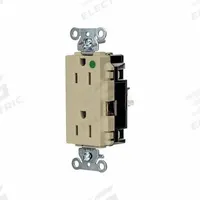 HUBBELL Receptacle: Hospital Grade, Decorator Duplex, 5-15R, Ivory, 125V AC, 15 A, 2 Pole / 3 Wire (MPN HBL2172STI)