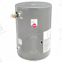 RHEEM Electric Water Heater: 120V AC, 10 gal, 2,000 W, Single Phase, 23 in Ht, 20 gph @ 40°F (MPN PROE10 1 RH POU). Key specifications — Phase: Single; Brand: RHEEM.