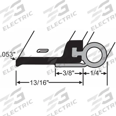 APPROVED VENDOR Door Weatherstripping: Bulb Insert, 7 ft Lg, 3/8 in Wd - Metal Leaf Weatherstripping