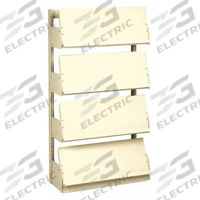 ESTEY Periodical Display: 6 Compartments, Putty, Steel, 84 in Overall Ht - Wall-Mounted Literature Racks