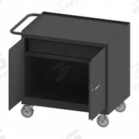 DURHAM MFG Mobile Cabinet Workbench: 36 in x 24 in, Steel, 1,200 lb Overall Load Capacity, Gray (MPN 31001DR-5PU-95). Key specifications — Included Components: Handle on Side; Assembly: Fully Assembled; Brand: DURHAM MFG.