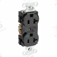 HUBBELL Receptacle: Duplex, 5-20, Black, 125V AC, 20 A, 2 Pole / 3 Wire (MPN BR20BLKWR)