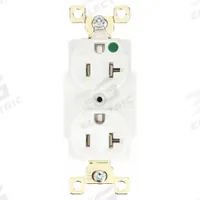 BRYANT Receptacle: Hospital Grade Fed. Spec., Duplex, 5-20R, White, 125V AC, 20 A, 2 Pole / 3 Wire (MPN BRY8300W)