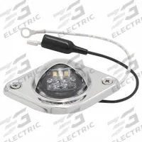 MAXXIMA License Plate Light: LED, License Plate Light, Clear, Round, 1 3/8 in Overall Ht, Screw (MPN M25220L). Key specifications — Standards: SAE J587; Electrical Connection: Ring Connector; Brand: MAXXIMA; Installation Type: Permanent; Lens Color: Clear; Mount Type: Screw; Lighting Technology: LED; Light Type: License Plate Light.