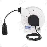 KH INDUSTRIES Cord Reel: Ratchet Lock, 35 ft Cord Lg, 12 AWG, SJOW, 5-20P Cord Lg, 5-20P, White (MPN RTAN3LW-WDD520-J12H). Key specifications — Retractable Cord Ending NEMA Configuration: 5-20P; Feeder Cord Ending NEMA Configuration: 5-20P; Brand: KH INDUSTRIES.