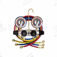 JB INDUSTRIES Manifold Gauge Kit: 4 Valves, 3 Hoses, Series ZEPPELIN, 3 1/8 in Gauge (MPN 25633). Key specifications — Hose Connection Type: Ball Valve; Product Type: Manifold Gauge Kit; For Refrigerant Type: R-410A; Brand: JB INDUSTRIES; Gauge Boots: No; Sight Glass: Yes.