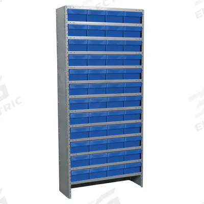 AKRO-MILS Enclosed Bin Shelving: 36 in x 18 in x 79 in, 1 Sided, 48 Bins, Closed - Metal Stationary Bin Shelving with Closed-Front Bins