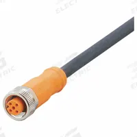 Single-Ended Cordset: M12 Female Straight X Bare Wire, 5 Pins, Black, PUR, 5 m Cable Lg (MPN EVC707). Key specifications — Cable Jacket Color: Black; End 1 Gender: Female; End 1 Mounting Orientation: Straight; End 2 Connection Type: Bare Wire; IP Rating: IP69K; Brand: IFM; Wire Size: 1.00 mm; Cable Jacket Material: PUR.