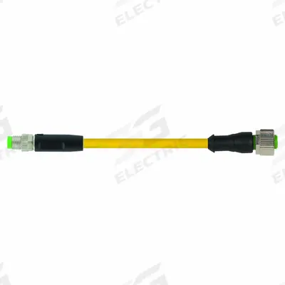 MURRELEKTRONIK Cordset: M8 Male Straight X M12 Female Right Angle, PUR, Yellow - M12 x M8 Cordsets with PUR Jacket for Twisting Applications