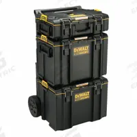 DEWALT Tough System Tool Box: 19 7/8 in W x 24 in D x 38 5/16 in H, Metal, Black (MPN DWST60436). Key specifications — attr1117159: Padlock; attr1117257: DEWALT; attr1117131: Black; attr1124427: Clip; attr1126396: Metal; attr1136067: Rigid.