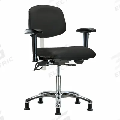 APPROVED VENDOR ESD/Cleanroom Chair: Vinyl, Arms Included, Ht Range 19 in to 24 in, 19 in Seat Wd - Vinyl ESD & Cleanroom Chairs