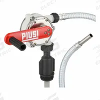 PIUSI Hand Pump: Rotary, Pump with Hose & Spout, 10.67 oz per stroke, 500 SUS Max. Viscosity, Vane (MPN F00332A3A). Key specifications — Brand: PIUSI; Housing Material: Polypropylene/Stainless Steel; Maximum Flow Rate: 10.67 oz per stroke; Suction Tube Material: Polypropylene.