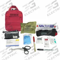 ELITE FIRST AID Trauma Kit: Plastic Bag, 1 People Served, 33 Components, 1 Pockets (MPN FA182R-PRO-GR). Key specifications — Brand: ELITE FIRST AID; Wound Dressings Included: QuikClot Combat Gauze; Housing Material: Nylon.
