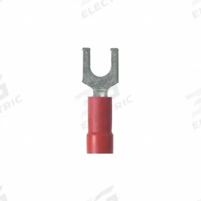 PANDUIT StrongHold(TM) EV18-10FB-Q Loose Piece Fork: Red, Vinyl, #10 Stud Size - Insulated Fork Terminals