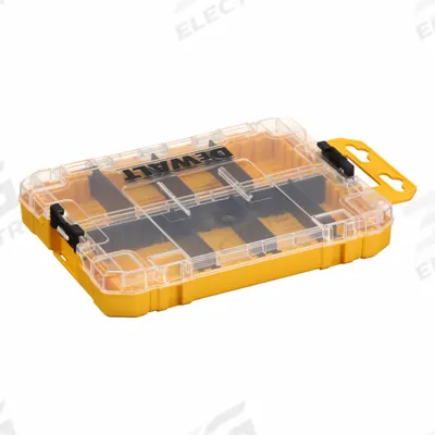 DEWALT Tool Case: 8 7/8 in W 7 5/8 in D 1 11/16 in H, Plastic, Yellow, Hinged Lid - Plastic Tool Organizer Boxes