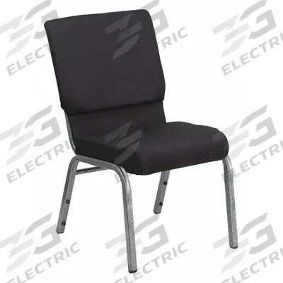 FLASH FURNITURE Stacking Chair: Fabric Seat, Fabric, Metal Frame, Seat Color Black, Armless - Padded Stackable Chairs