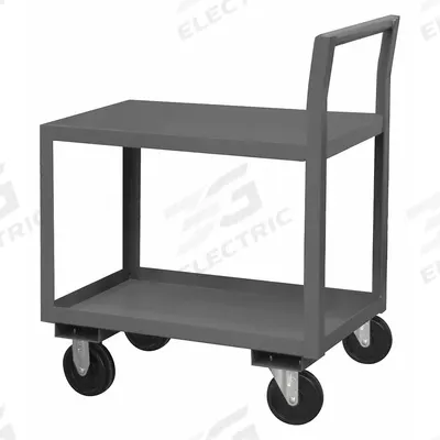 APPROVED VENDOR Utility Cart: 1,400 lb, 43 in L x 26 in W x 36 in H Overall Dim, 2 Shelves - Low-Profile Utility Carts with Lipped & Flush Metal Shelves