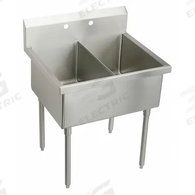 ELKAY Scullery Sink: 2 Bowls, 44 in Overall Ht, 33 in Overall Lg, 27 1/2 in Overall Wd - Two-Bowl Freestanding Kitchen & Bar Sinks without Faucets