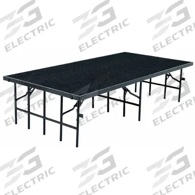 NATIONAL PUBLIC SEATING Portable Stage: Black, 32 in Max Overall Ht, 96 in Overall Lg, Plywood - Fixed Height Portable Stages