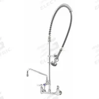T&S BRASS Pre Rinse Faucet: Wall, 2 Mounting Holes, Chrome, 1.42 gpm Flow Rate, Pull-Down Spout, NPT (MPN B-2187). Key specifications — Brand: T&S BRASS; Color/Finish: Chrome.