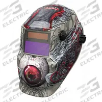 LINCOLN ELECTRIC Welding Helmet: Auto-Darkening, 2 Arc Sensors, Red/Tan, Bloodshot, W9 to W13, 600S (MPN K3190-1). Key specifications — Color: Red/Tan; Suspension Adjustment Type: Ratchet; Series: 600S; Graphics: Bloodshot; Viewing Area: 3.82 in x 1.73 in; Brand: LINCOLN ELECTRIC; Grind Mode: No; Helmet Material: Thermoplastic.