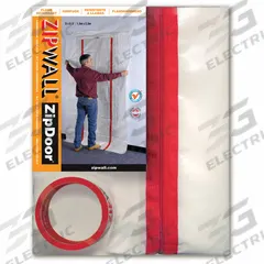 ZIPWALL Dust Barrier Door, Commercial: Door, 5 ft Wd, 8.5 ft Ht, Plastic, Clear, Commercial Door (MPN ZDC). Key specifications — Product Type: Door; Material: Plastic; Color: Clear; Includes: (2) Flap Hooks; Brand: ZIPWALL.