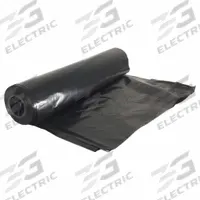 AMERICOVER Construction Plastic: Std Duty, 4 mil Thick, 12 ft Wd, 100 ft Lg, Black, Fire-Resistant (MPN CB412FR). Key specifications — Color: Black; Material: Fire Retardant Polyethylene; Standards: ASTM E-84; Brand: AMERICOVER; Fire-Resistant: Yes.