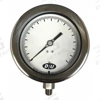 DURO Industrial Compound Gauge: 0 psi to 60 psi, White, 4 1/2 in Dial, 1/4 in NPT Male, Bottom, 4 (MPN 4.2072313E7). Key specifications — Brand: DURO; Pointer Color: Black; Accuracy: ±0.5%; Dial Color: White; Gauge Wetted Parts: Stainless Steel; Case Material: Stainless Steel; Vibration Resistance Properties: None; Pressure Range: 0 psi to 60 psi.