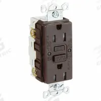 HUBBELL GFCI Receptacle: Duplex, 5-15, Brown, GFCI, 125V AC, 15 A, 2 Pole / 3 Wire (MPN GFRTR15)