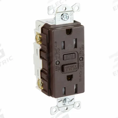 HUBBELL GFCI Receptacle: Duplex, 5-15, Brown, GFCI, 125V AC, 15 A, 2 Pole / 3 Wire (MPN GFRTR15) - General Purpose Receptacles