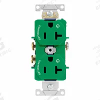 LEVITON Plugs and Receptacles: Duplex, 5-20, Green, 125V AC, 20 A, 2 Pole / 3 Wire (MPN 5362-S2N)