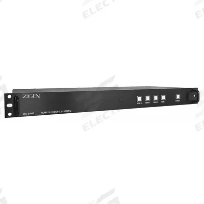 ZIGEN HDMI Switch: 5 Ports, Black, HDMI Female, 1 3/4 in Overall Ht, 3/4 in Overall Wd - A-V Switches