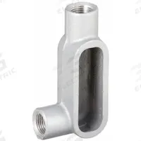 Conduit Outlet Body: Aluminum, 3 1/2 in Trade Size, LL Body, 238 cu in Body Capacity, Threaded Hub (MPN LL97SA). Key specifications — Finish: Powder Coated; Includes: Set Screw Hubs; For Use With: IMC; Brand: HUBBELL KILLARK; Hub Style: Threaded; Mfr. Series: Duraloy 7.