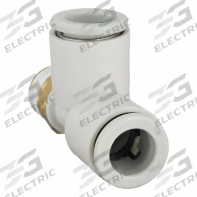 SMC Push-Fit Tee Fitting: 1/8 in Pipe x 8 mm OD x 8 mm OD Size, 36 29/32 mm Overall Lg - Polybutylene & Brass Tube Fittings