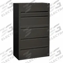 HON Lateral File Cabinet with Drawer: Charcoal, 5 Drawers, 64 1/4 in Overall Ht, 18 in Overall Dp (MPN H795.L.S). Key specifications — attr988670: Unfinished; attr988694: Steel; attr988716: Lateral File Cabinet with Drawer; attr988691: Integrated; attr988652: HON; attr988656: Charcoal; attr988720: Handle.