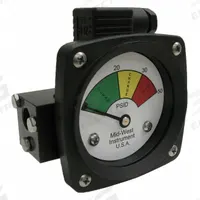 MIDWEST INSTRUMENT 3-Color Differential Pressure Indicator: 1,000 psig Max. Static Pressure, 522 (MPN 522A-050-LA). Key specifications — Brand: MIDWEST INSTRUMENT; Accuracy: ±5% of Full Scale; Sensor Material: Buna-N; Housing Material: Aluminum; Transition Points: 0 psid to 20 psid (Green) / 20 psid to 30 psid (Yellow) / 30 psid to 50 psid (Red).