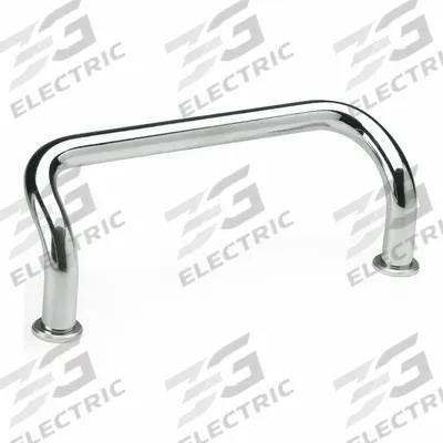 JW WINCO Pull Handle: Threaded Holes, Steel, Silver, 3.94 in Mounting Hole Center to Center - Load-Rated Offset Pull Handles